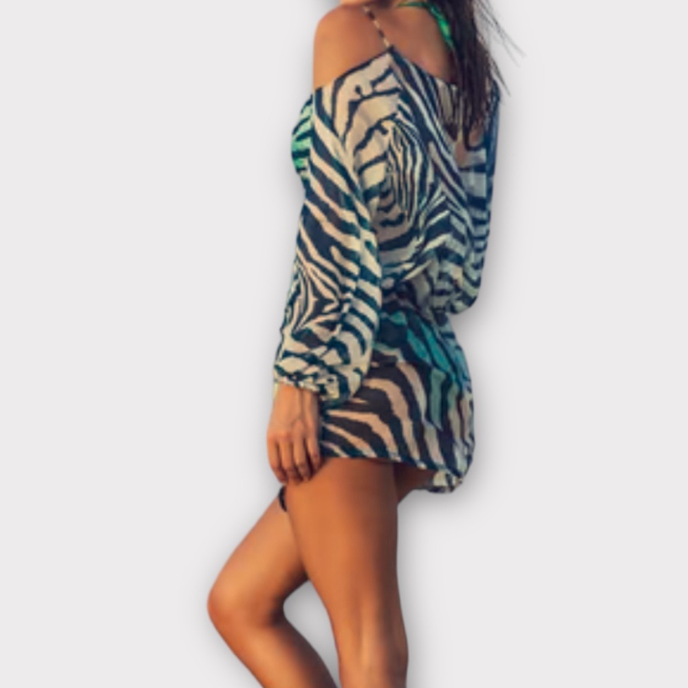 Keoro Women’s Dress Beach Coverup One Size 100% Silk Chiffon Luxury Resortwear